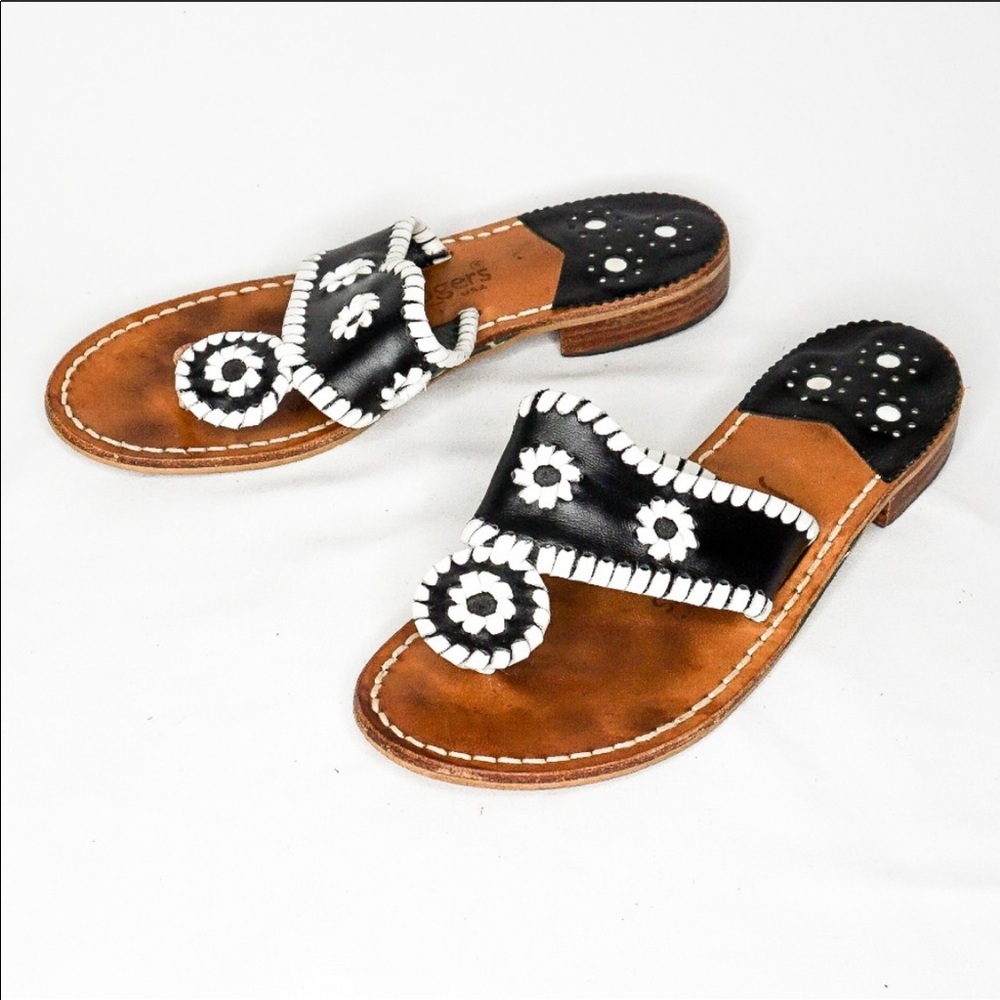 Jack Rogers black white flat sandals
